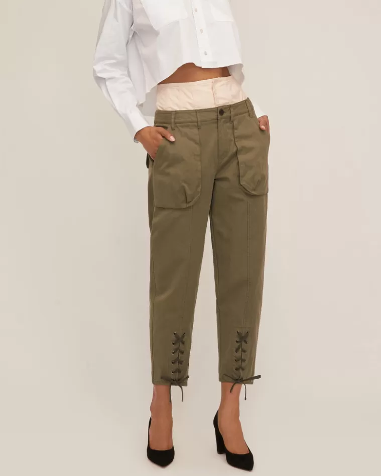 Cheap MARISSA WEBB Ada Corset Tapered Leg Pant Military Green Bone Combo