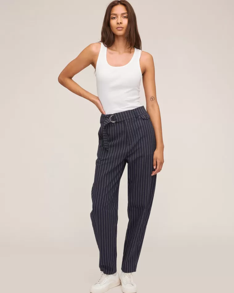 Cheap MARISSA WEBB Allan Pinstripe Barrel Pant Navy Beige Pinstripe