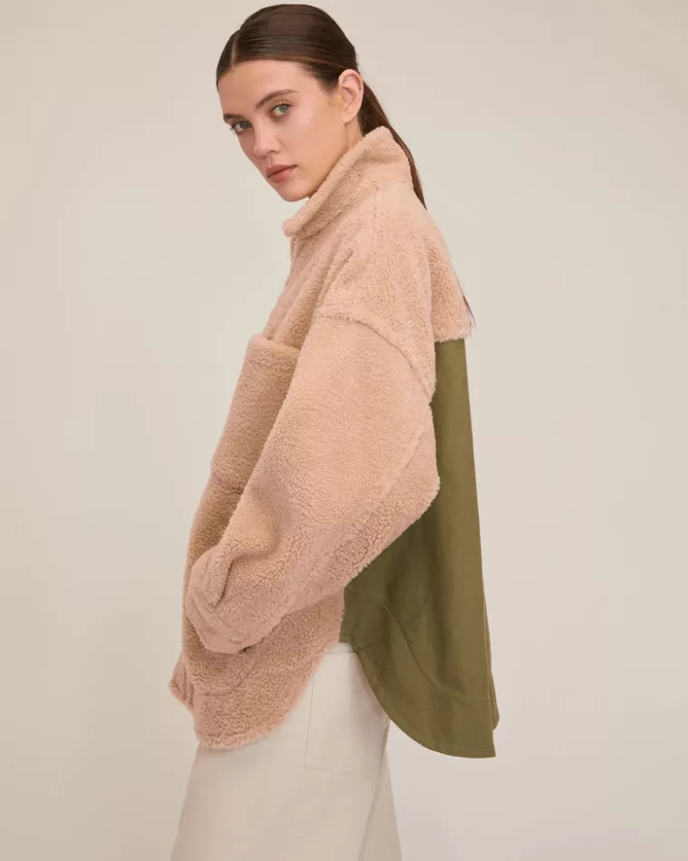 Online MARISSA WEBB Amari Sherpa Twill Jacket Fern French Beige Combo