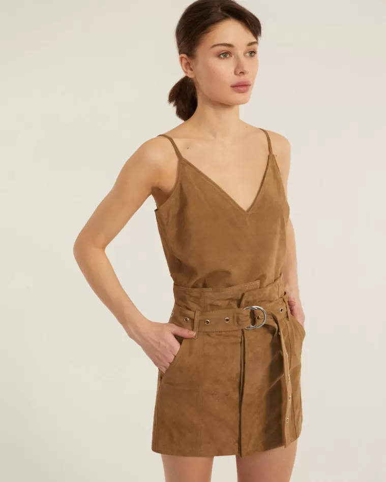 Fashion MARISSA WEBB Anniston Suede Mini Skirt Sandstone