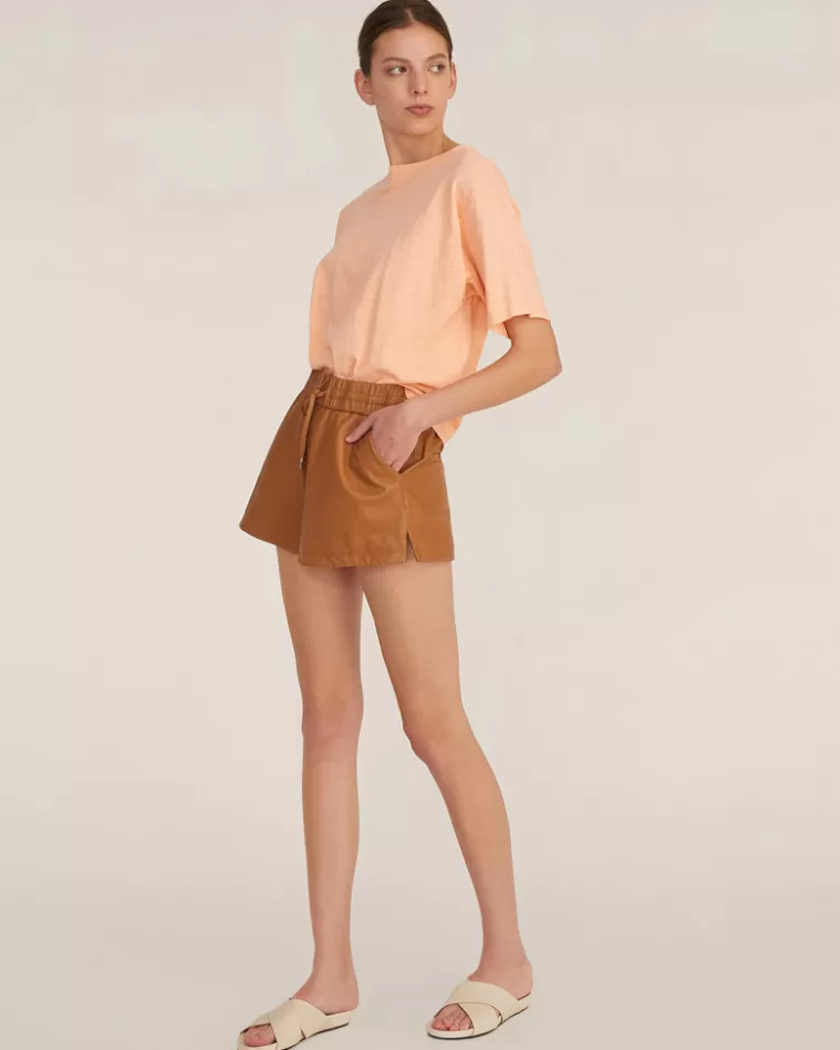 Cheap MARISSA WEBB Baxter Leather Boxer Short In Almond