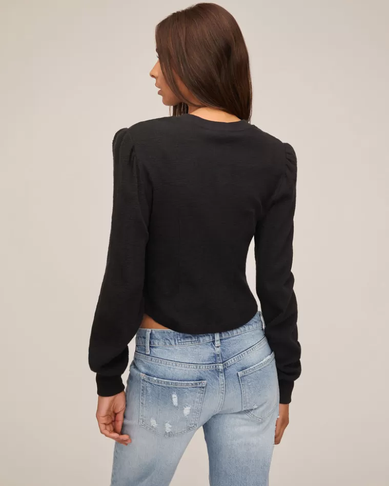 Fashion MARISSA WEBB Blair Waffle Knit Puff Sleeve Pullover In Black