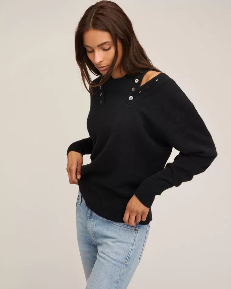 Best MARISSA WEBB Braxton Double Button Crewneck Sweater In Black