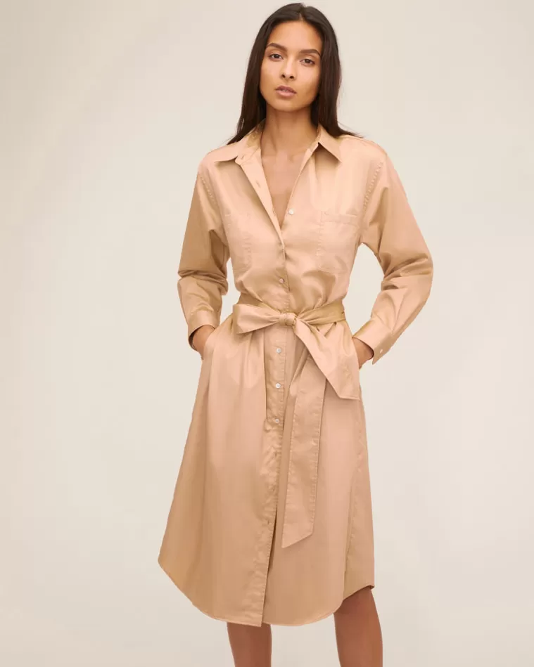 Clearance MARISSA WEBB Brett Cotton U-Back Midi Dress In Latte