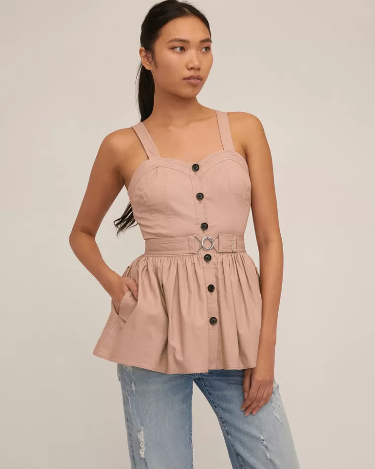 Cheap MARISSA WEBB Brielle Canvas And Tulle Seamed Trench Vest Sandshell