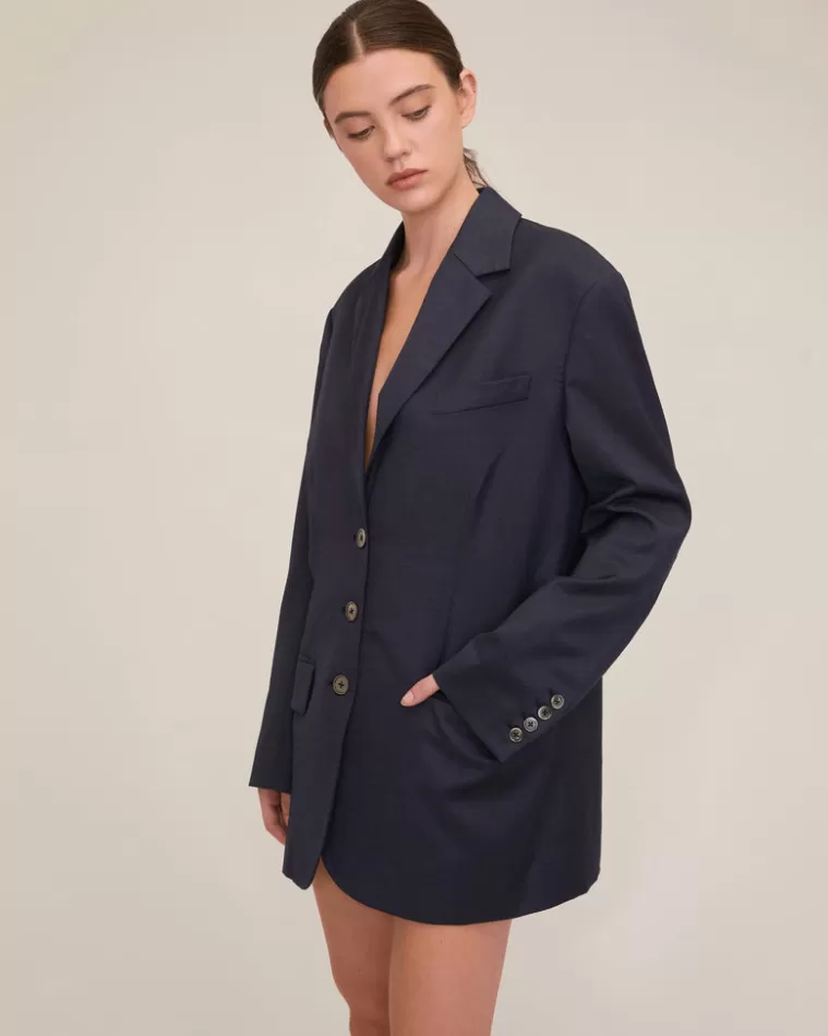 Outlet MARISSA WEBB Cohen Boyfriend Wool Blazer Dress Remi Navy