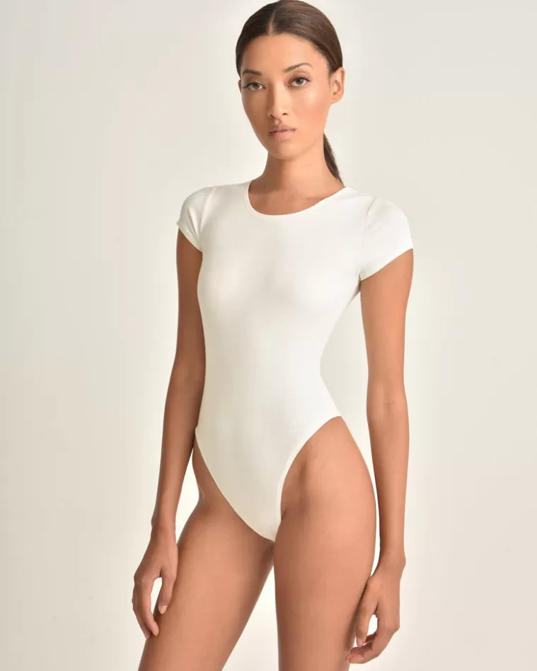 Fashion MARISSA WEBB Dani Crewneck Ribbed Bodysuit In Ivory White