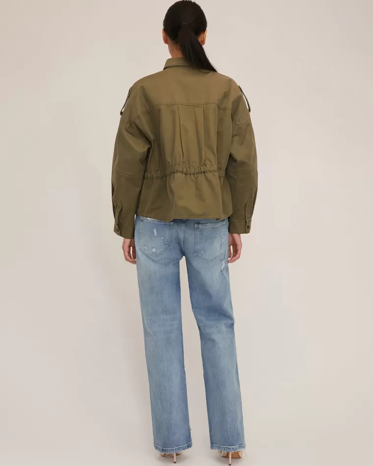 Best Sale MARISSA WEBB Dante Washed Canvas Cropped Utility Jacket Military Green