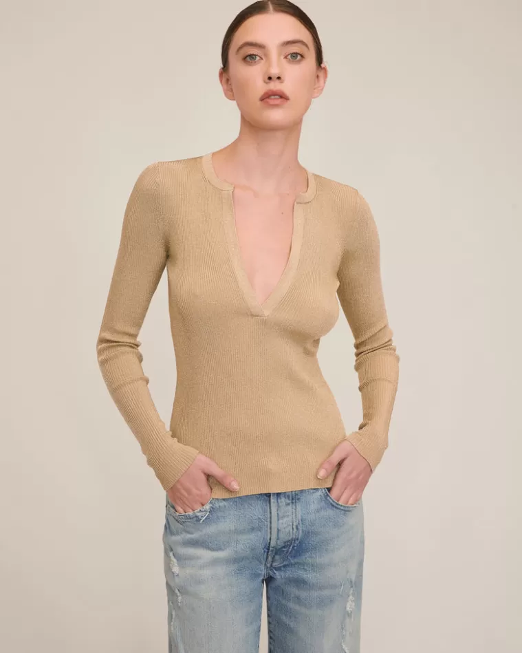 Cheap MARISSA WEBB Daria Ribbed Sweater Henley Midas