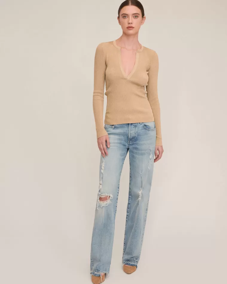 Cheap MARISSA WEBB Daria Ribbed Sweater Henley Midas