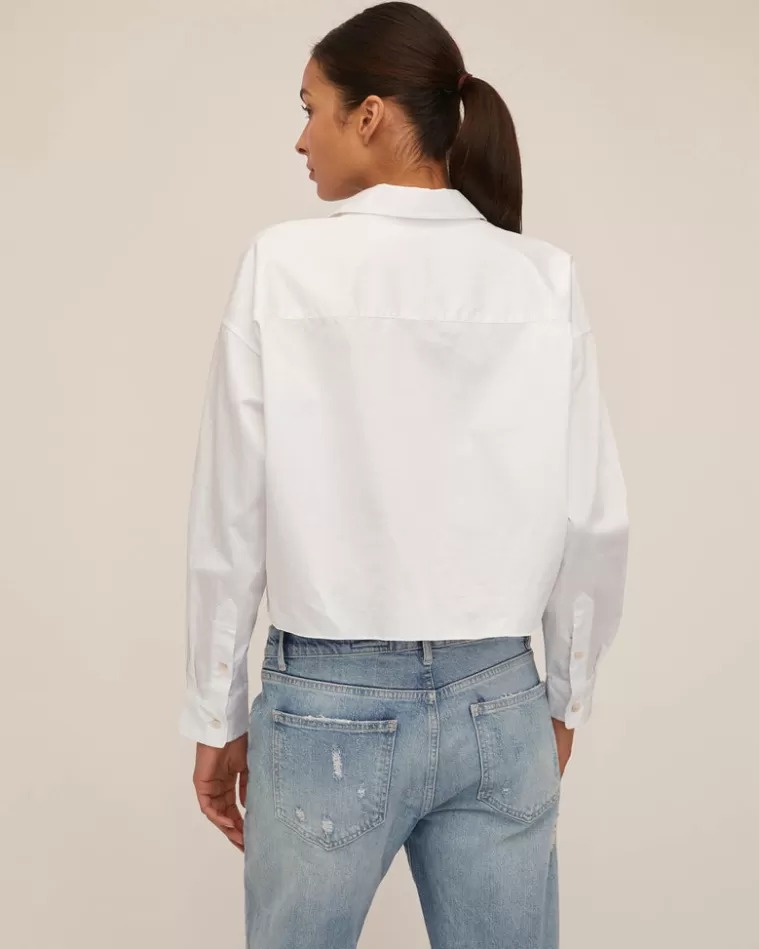 Hot MARISSA WEBB Davie Cropped Sateen Boyfriend Button Down Washed White