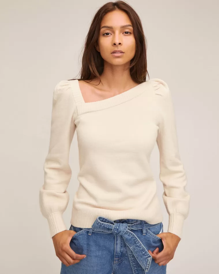 Hot MARISSA WEBB Dixie Asymmetrical Puff Sleeve Sweater In Snow