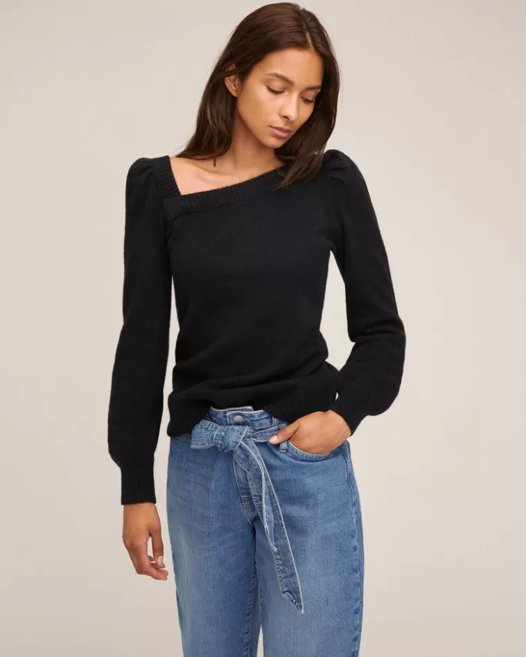 Sale MARISSA WEBB Dixie Asymmetrical Puff Sleeve Sweater In Black