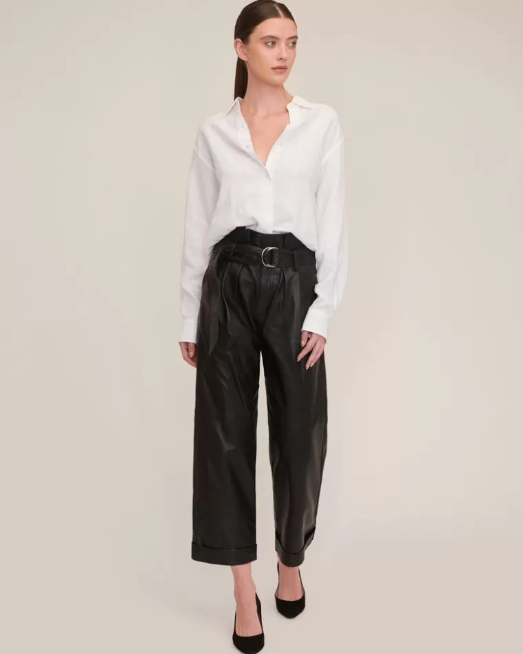 New MARISSA WEBB Dixon Leather Paper Bag Cropped Pant In Black