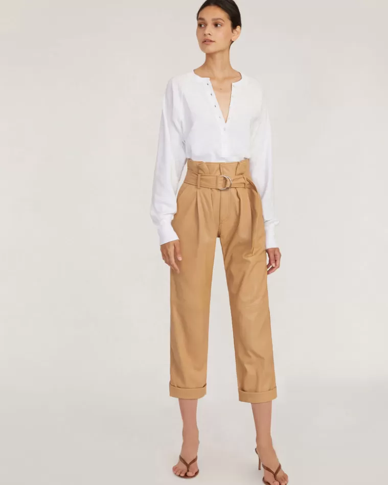 Store MARISSA WEBB Dixon Leather Paper Bag Cropped Pant In Desert