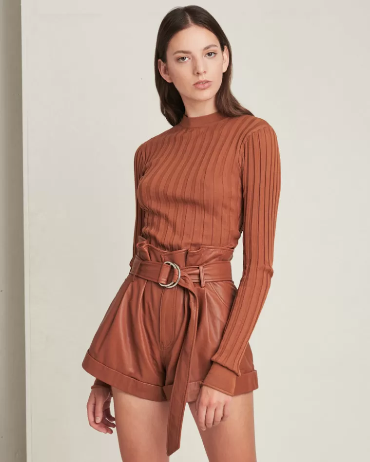 Hot MARISSA WEBB Dixon Paper Bag Leather Short In Sienna