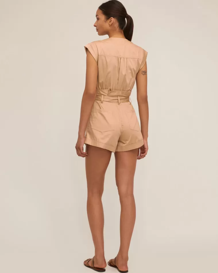 Best Sale MARISSA WEBB Dixon Paper Bag Sateen Romper Latte