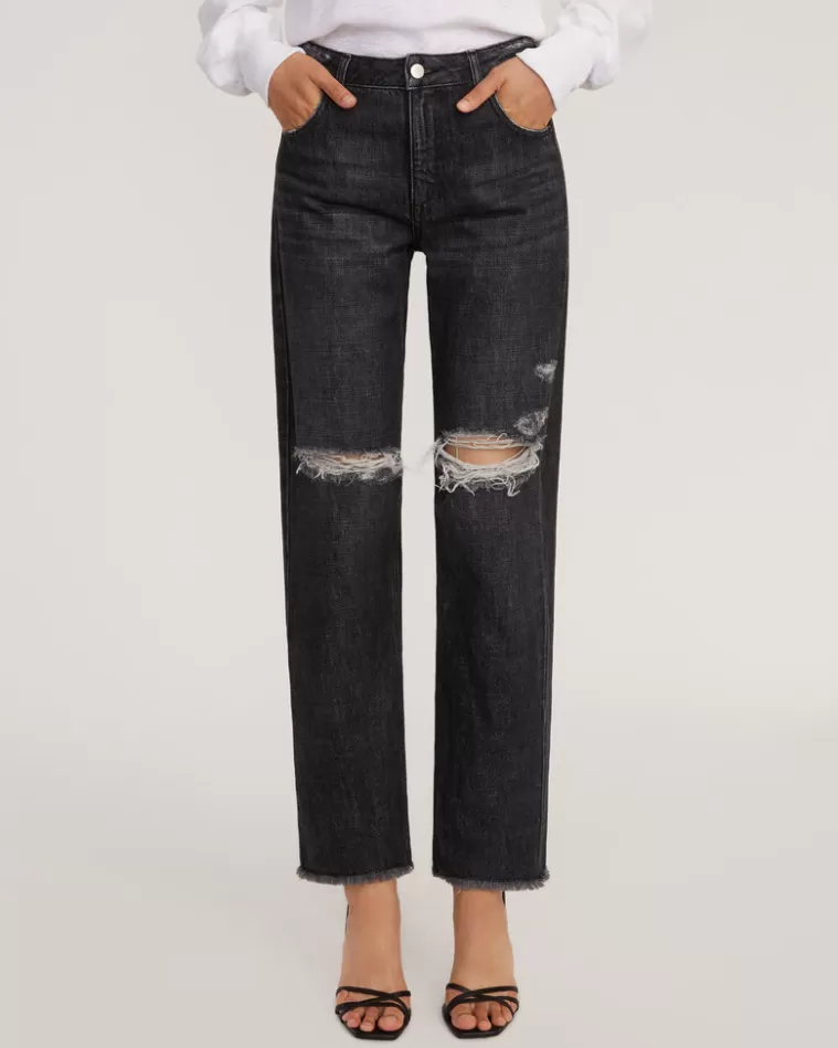 Best MARISSA WEBB Dylan Distressed Washed Denim Pant In Faded Black Stone Wash