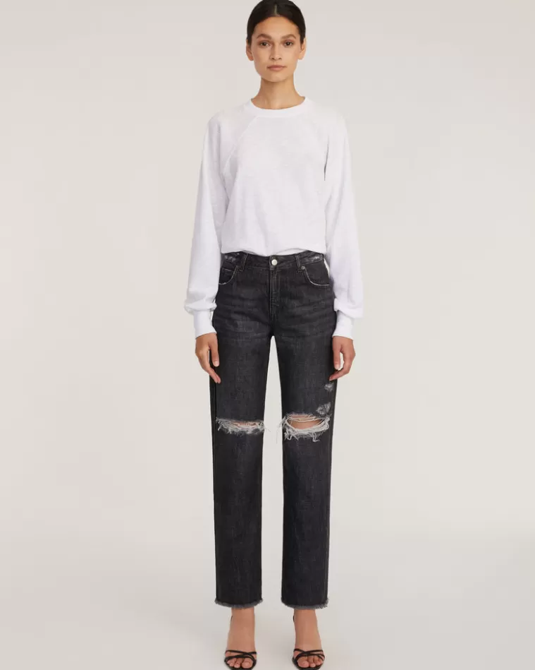 Best MARISSA WEBB Dylan Distressed Washed Denim Pant In Faded Black Stone Wash