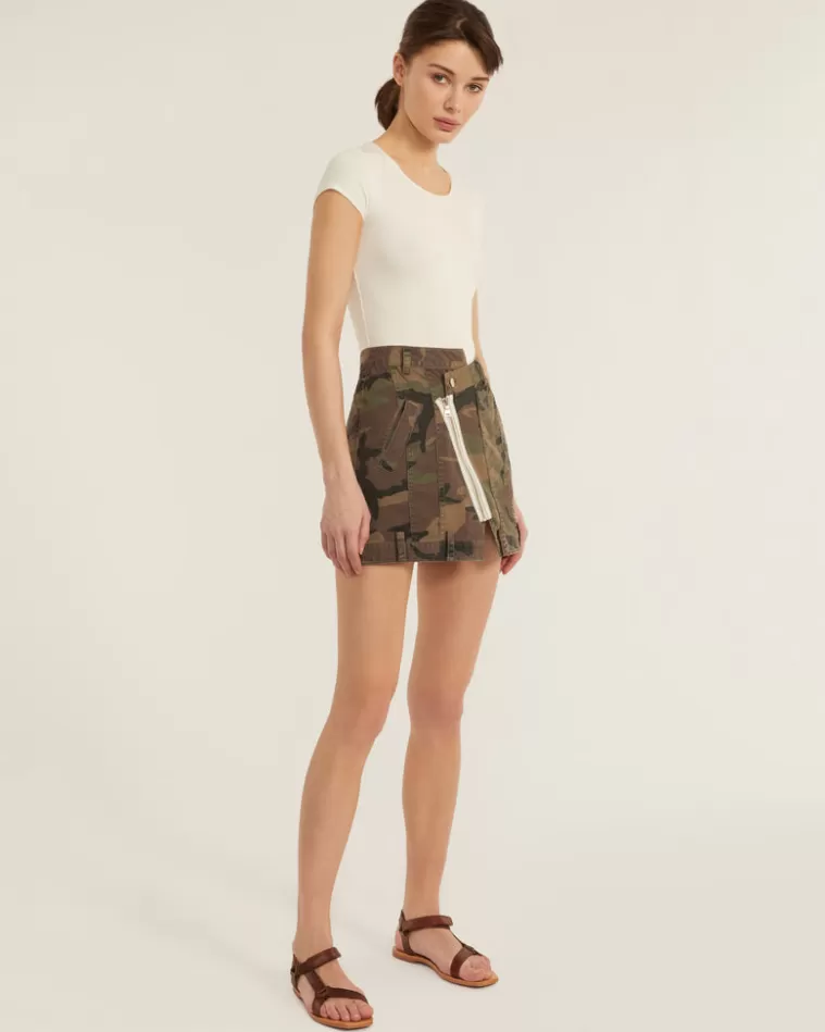 Clearance MARISSA WEBB Eliza Canvas Zip Front Camo Skirt In Woodland Camo