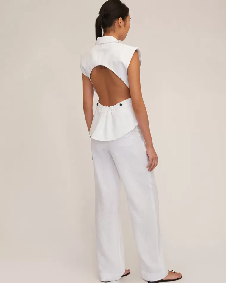 Shop MARISSA WEBB Enzo Linen Open Back Vest In White Linen White