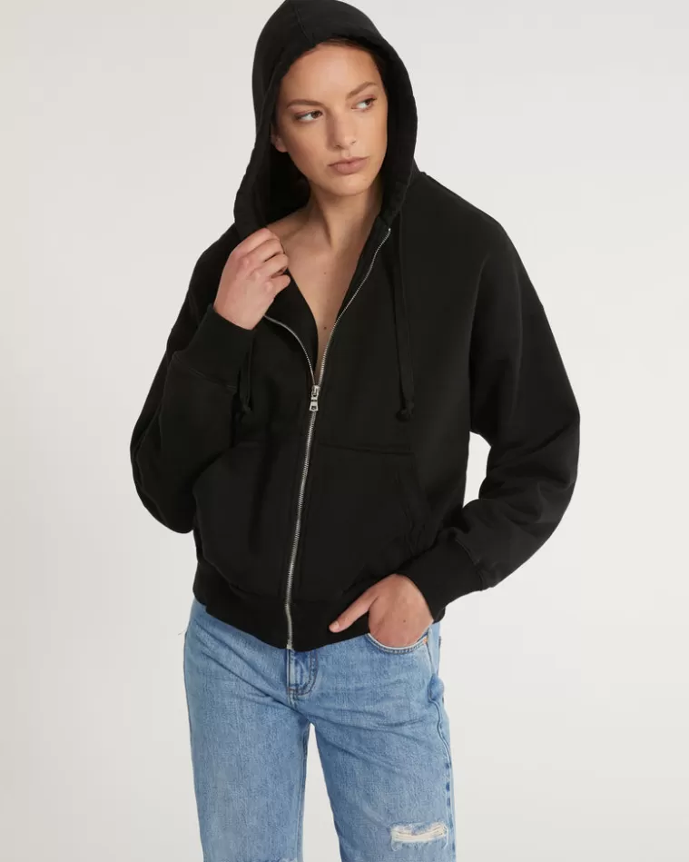 Cheap MARISSA WEBB Finley Plush Drop Shoulder Zip Front Hoodie In Black