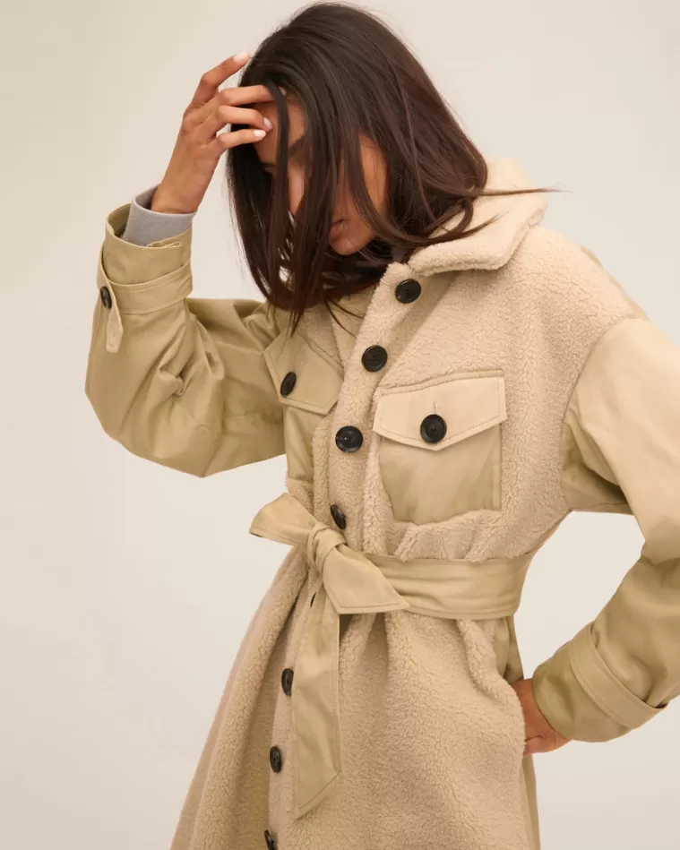 Best Sale MARISSA WEBB Frankie Sherpa Coated Canvas Trench French Beige Combo