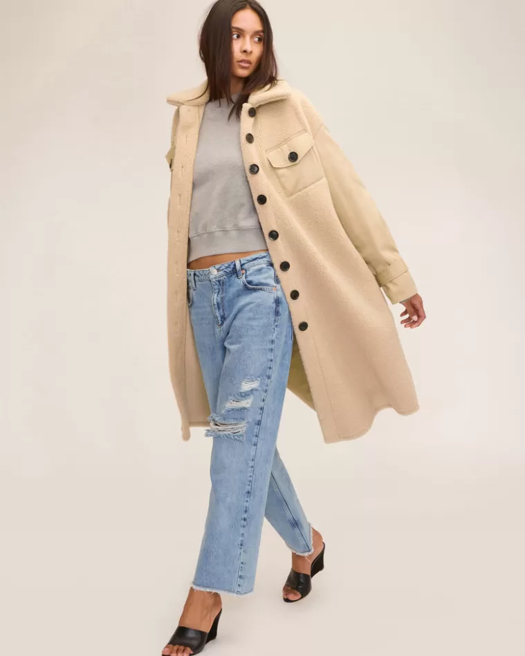 Best Sale MARISSA WEBB Frankie Sherpa Coated Canvas Trench French Beige Combo