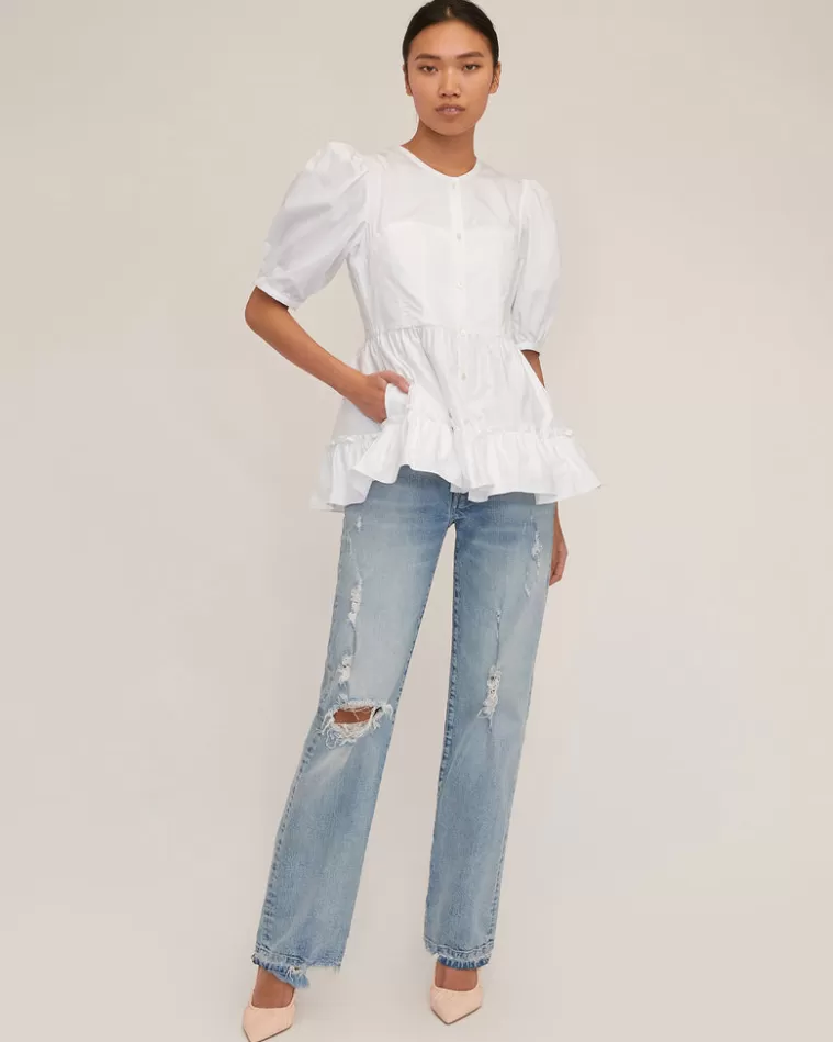 Best MARISSA WEBB Freya Oxford Corset Seamed Blouse White Combo