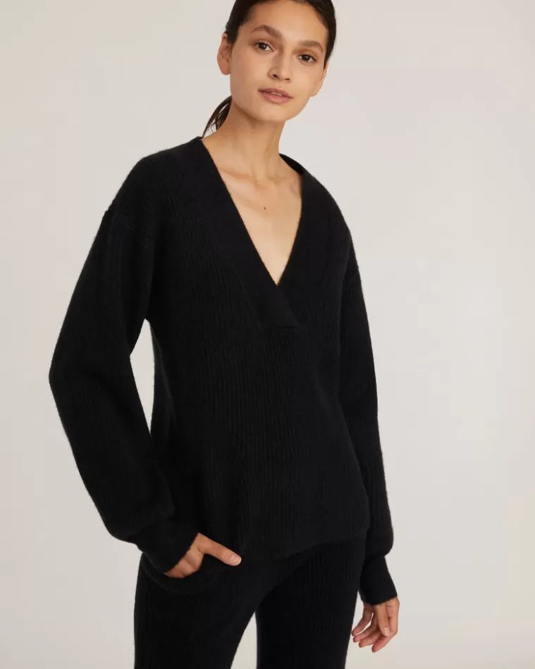 Store MARISSA WEBB Fritz Ribbed Cashmere Blend V Neck Sweater In Black