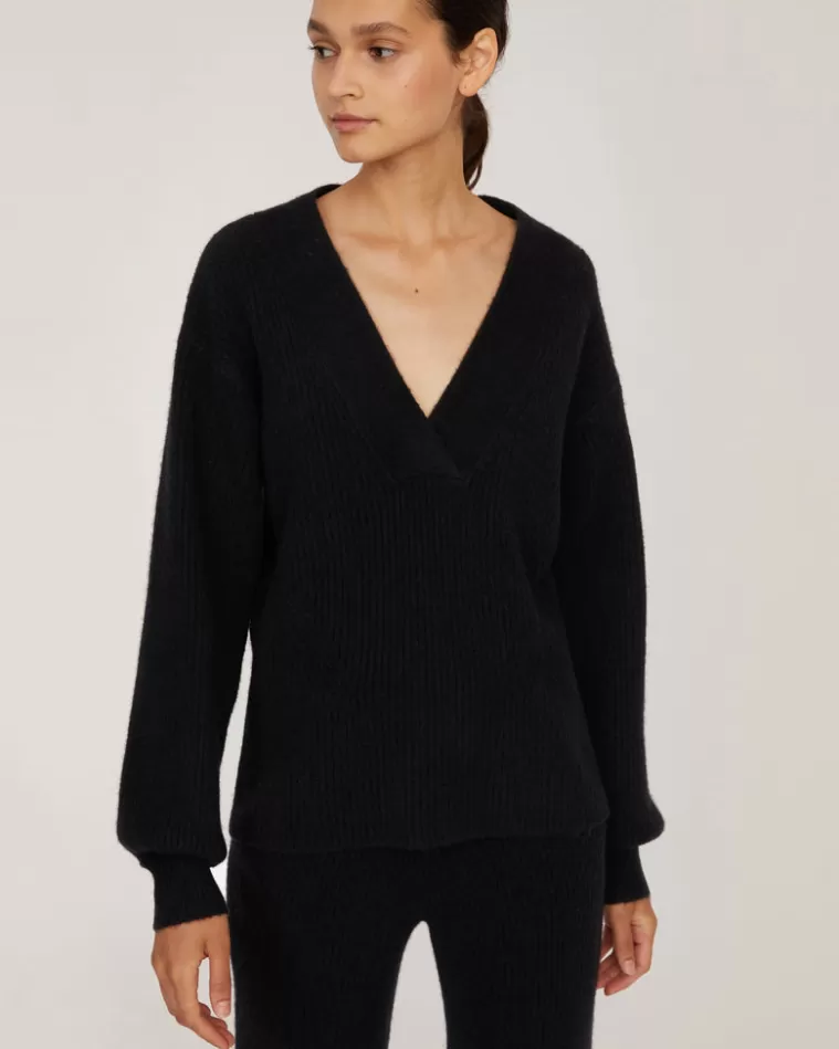 Store MARISSA WEBB Fritz Ribbed Cashmere Blend V Neck Sweater In Black