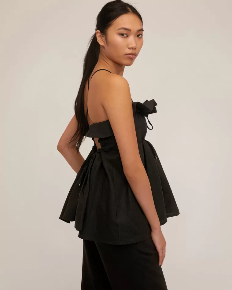 Discount MARISSA WEBB Jayce Linen Laced Empire Top In Black Linen Black