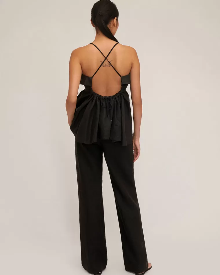 Discount MARISSA WEBB Jayce Linen Laced Empire Top In Black Linen Black