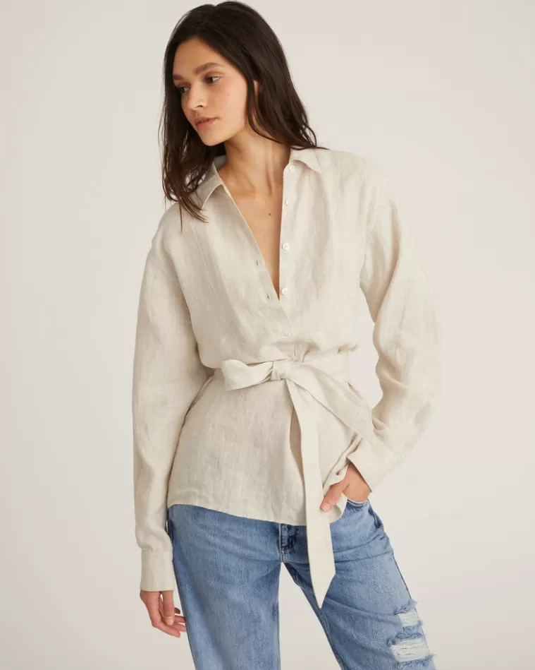 Cheap MARISSA WEBB Layne Linen Tuxedo Top In Flax