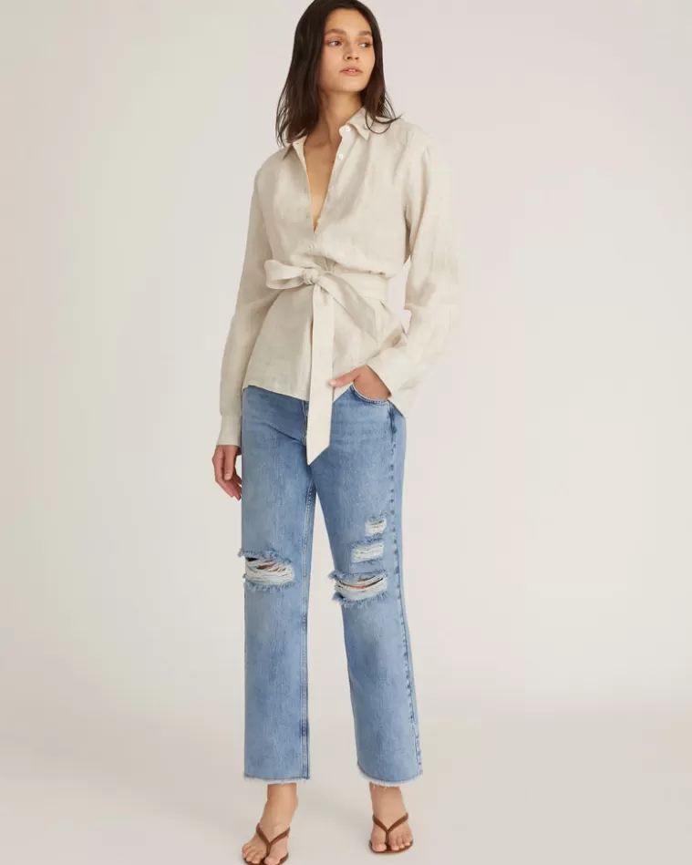 Cheap MARISSA WEBB Layne Linen Tuxedo Top In Flax