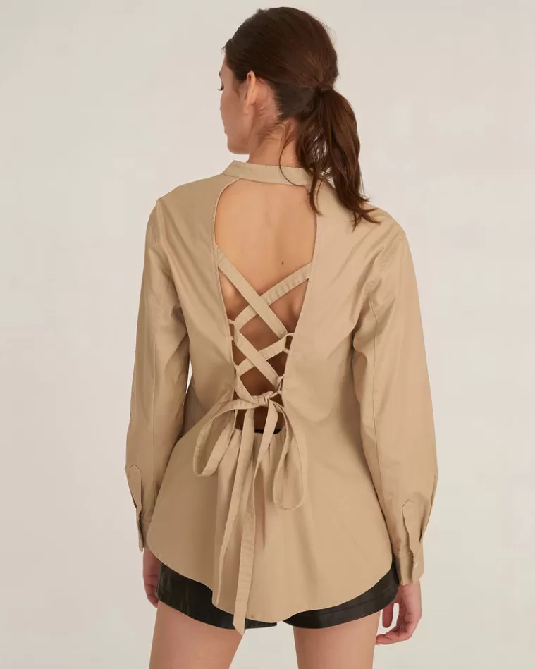 Shop MARISSA WEBB Lennox Canvas Tie-Back Button Down Sandshell