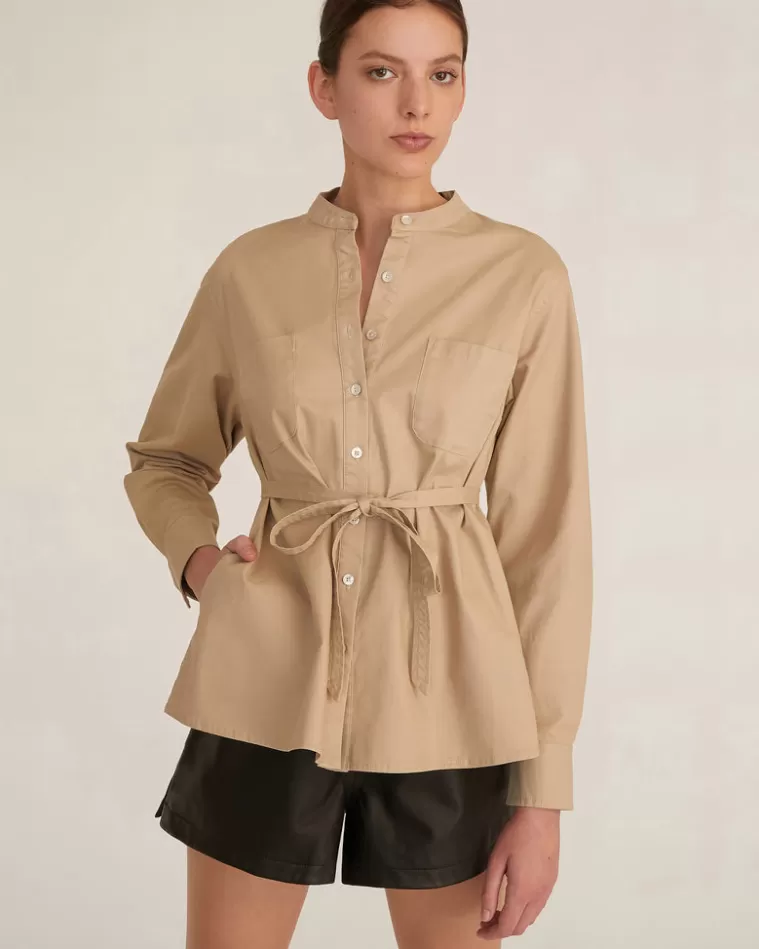 Shop MARISSA WEBB Lennox Canvas Tie-Back Button Down Sandshell