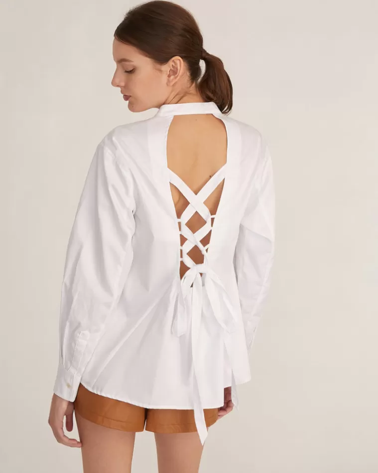 Sale MARISSA WEBB Lennox Tie-Back Cotton Button Down White