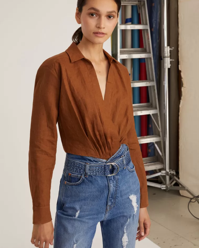 Cheap MARISSA WEBB Maxwell Linen Shirt In Bourbon