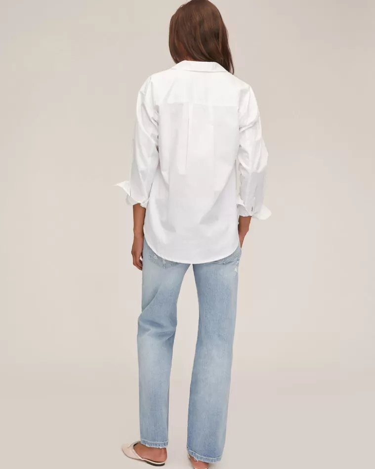 Outlet MARISSA WEBB Miro U-Neck Sateen Boyfriend Button Down White