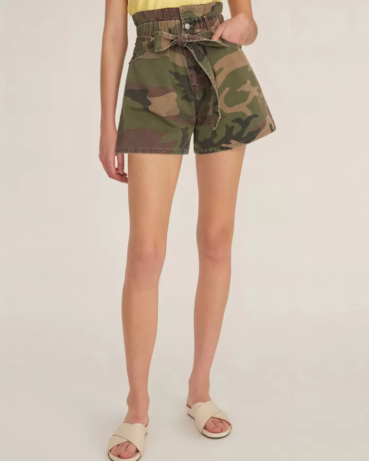 Sale MARISSA WEBB Monty Elastic Paper Bag Camo Canvas Short Woodland Camo