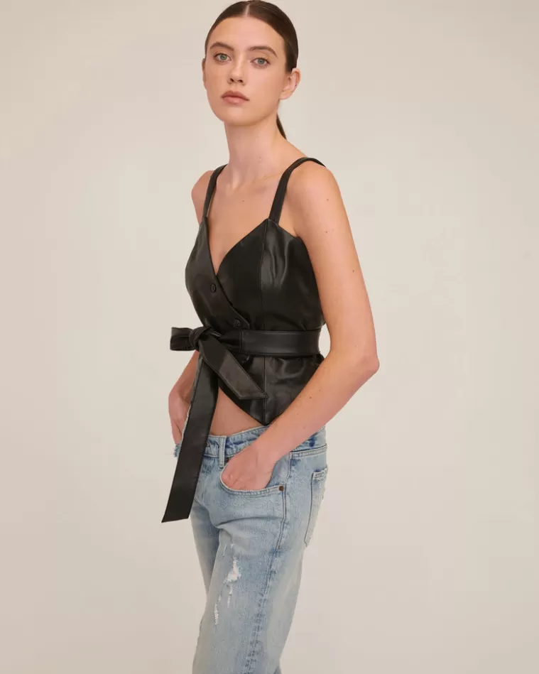 Online MARISSA WEBB Raya Leather Wrap Vest Black