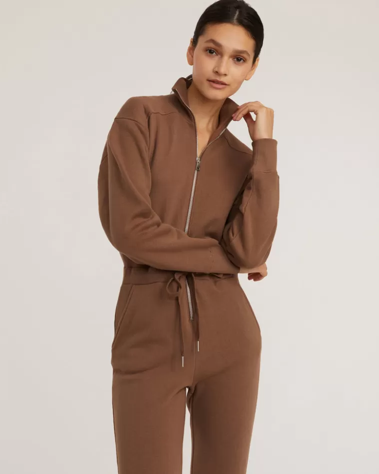 Clearance MARISSA WEBB Red-Eye Zip Front French Terry Jumpsuit In Cognac