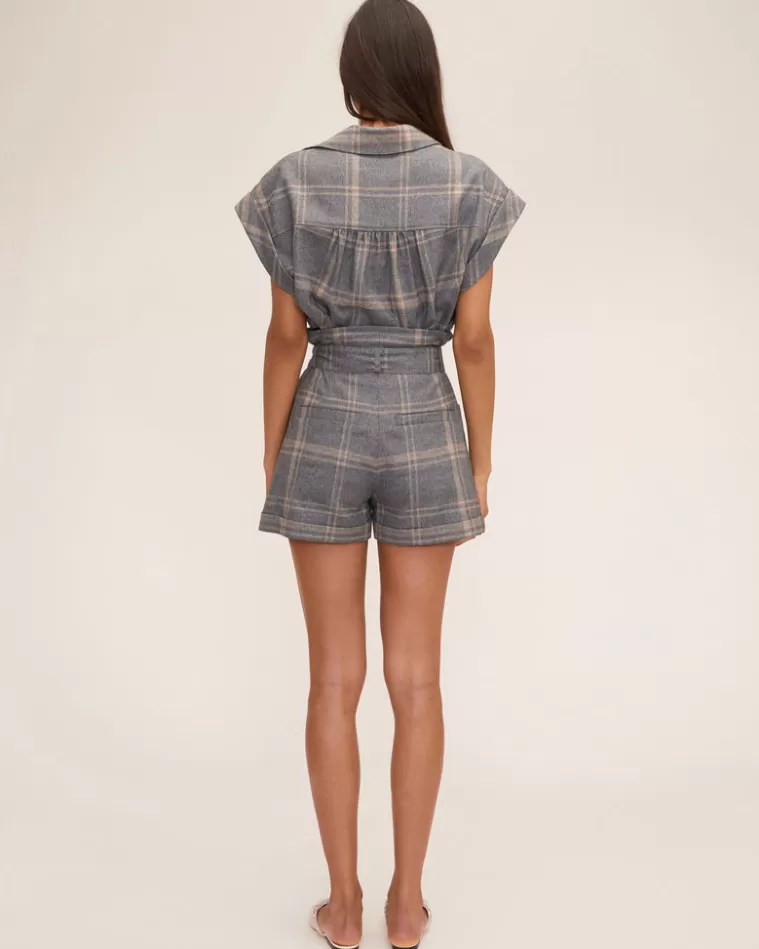 Best MARISSA WEBB Rowe Lightweight Flannel Drop Shoulder Top In Fog Grey Plaid