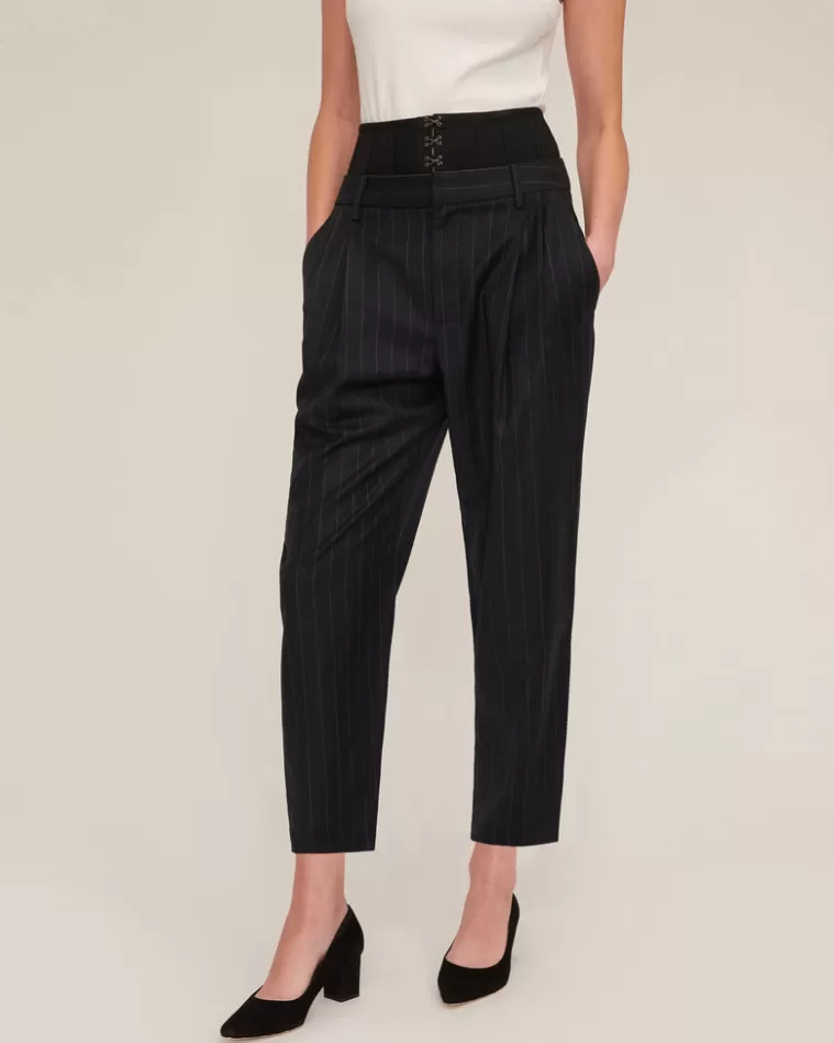 Hot MARISSA WEBB Silas Pinstripe Corset Trouser Navy Tatum Pinstripe Combo