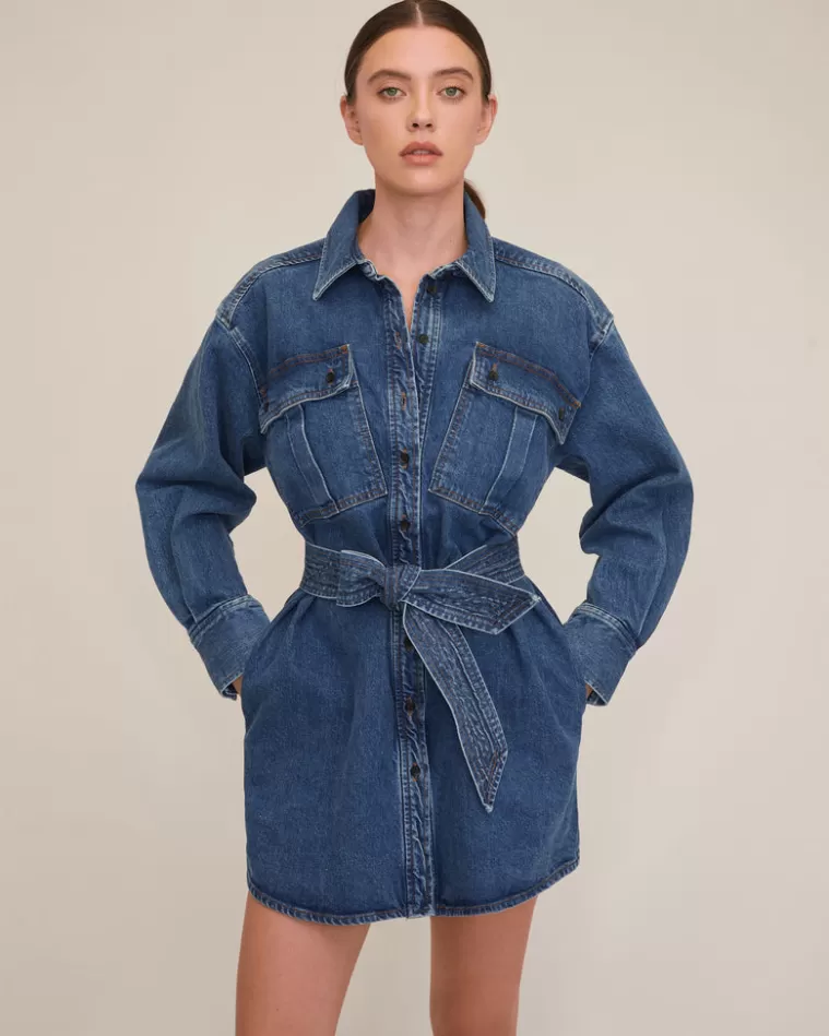 Best Sale MARISSA WEBB Skylar Denim Tunic Dress In Indigo Rinse Wash