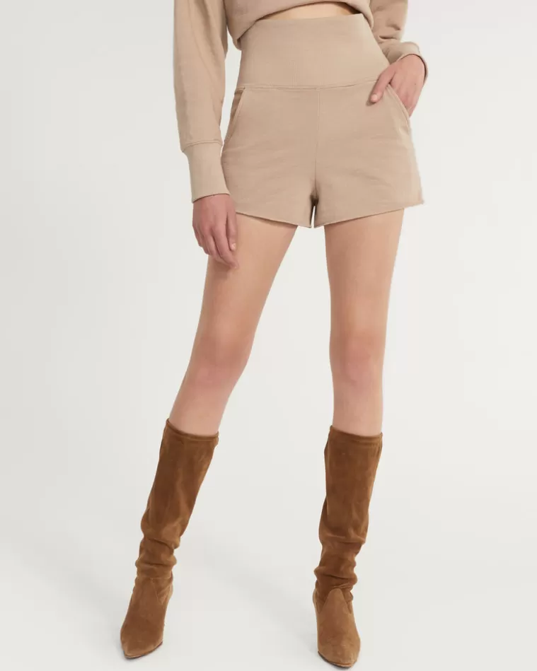 Cheap MARISSA WEBB So High Waisted Slub Cotton Short In Stone Taupe