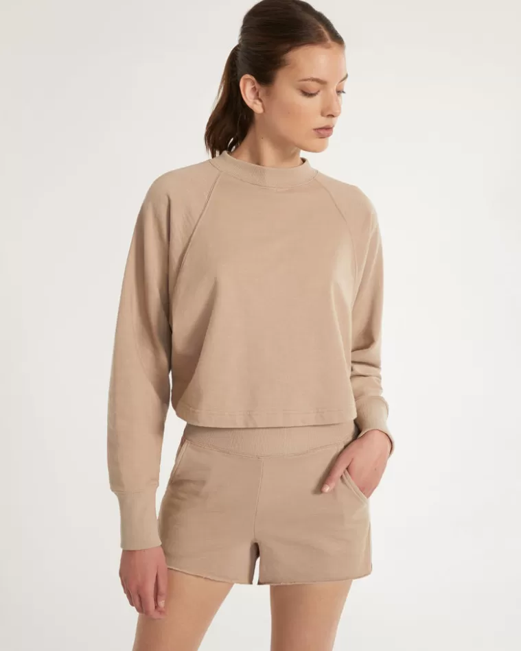 Cheap MARISSA WEBB So High Waisted Slub Cotton Short In Stone Taupe