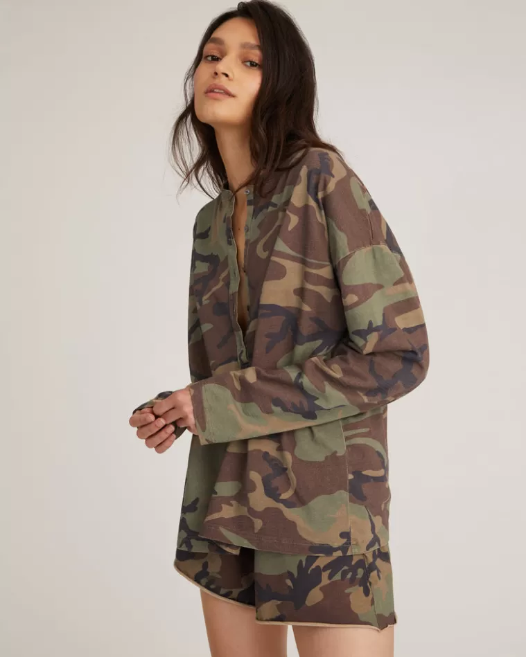 Online MARISSA WEBB So Relaxed Boyfriend Slub Jersey Long Sleeve Camo Henley Woodland Camo