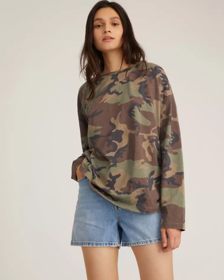 Cheap MARISSA WEBB So Relaxed Boyfriend Slub Jersey Long Sleeve Camo Tee Woodland Camo